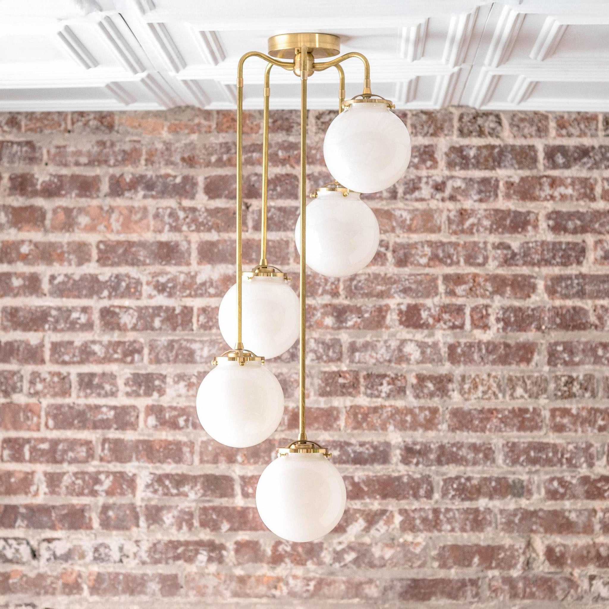 Freyza | Brass Glass Chandelier – Dining Room Living Room