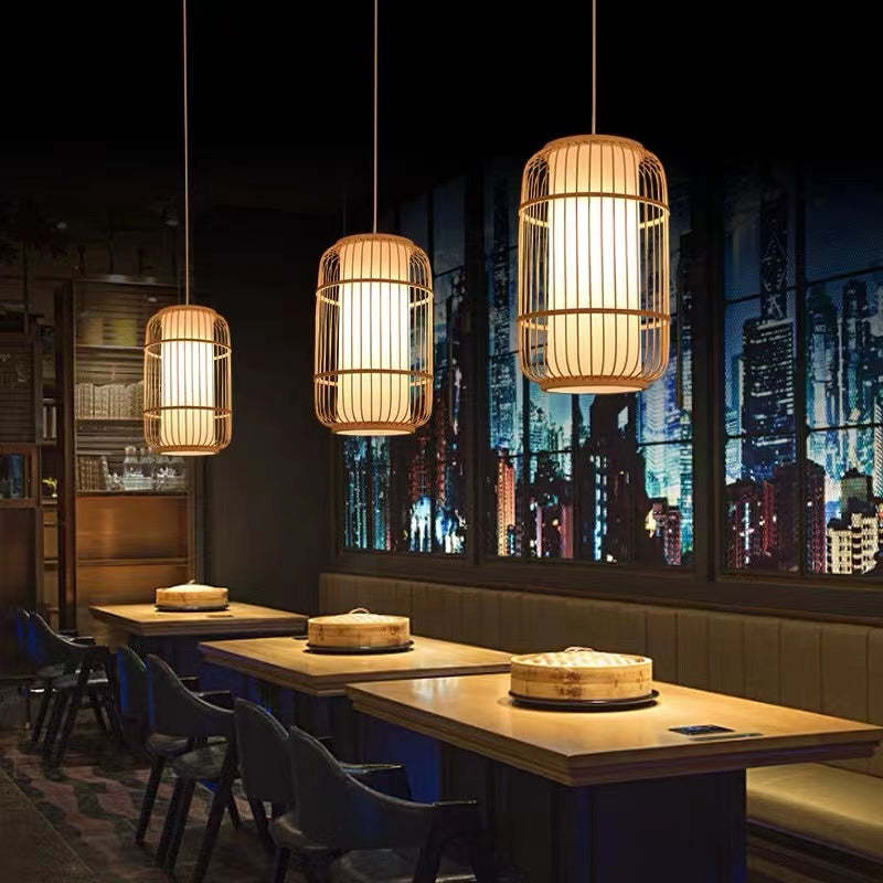 Freyza | Kuro Hand-Woven Knitted Rattan Pendant Light – Vintage Kitchen Dining Room