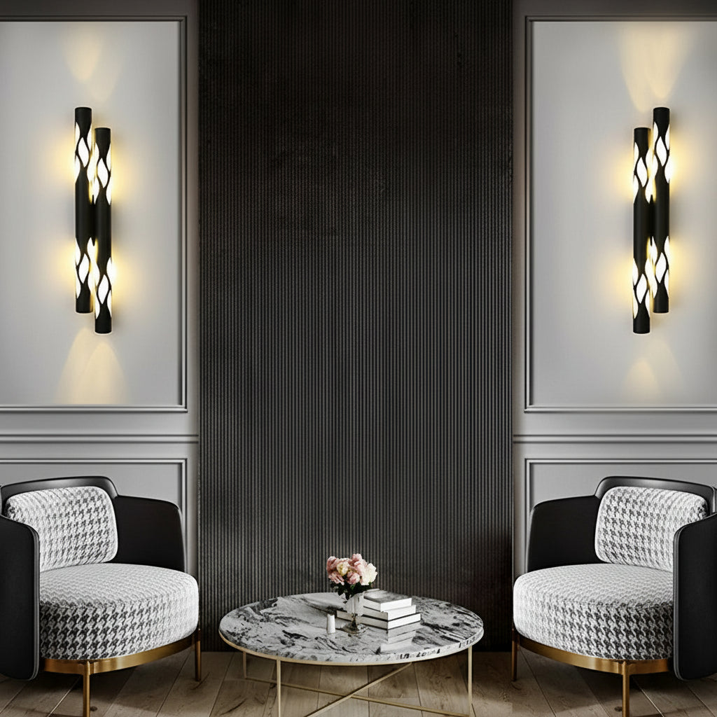 Freyza - LED Wall Sconce Flame Hollow Pattern Metal Acrylic 66cm / 26in Up Down - Hallway Light