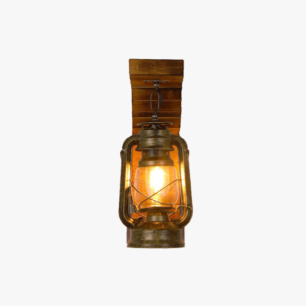 Freyza | Lyros Lantern Vintage Wood Indoor Wall Light – Vintage Bedroom Living Room