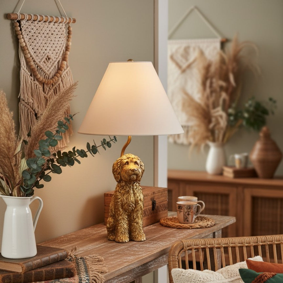 Freyza | Tischlampe aus Stoff – Nachttischlampe fürs Schlafzimmer