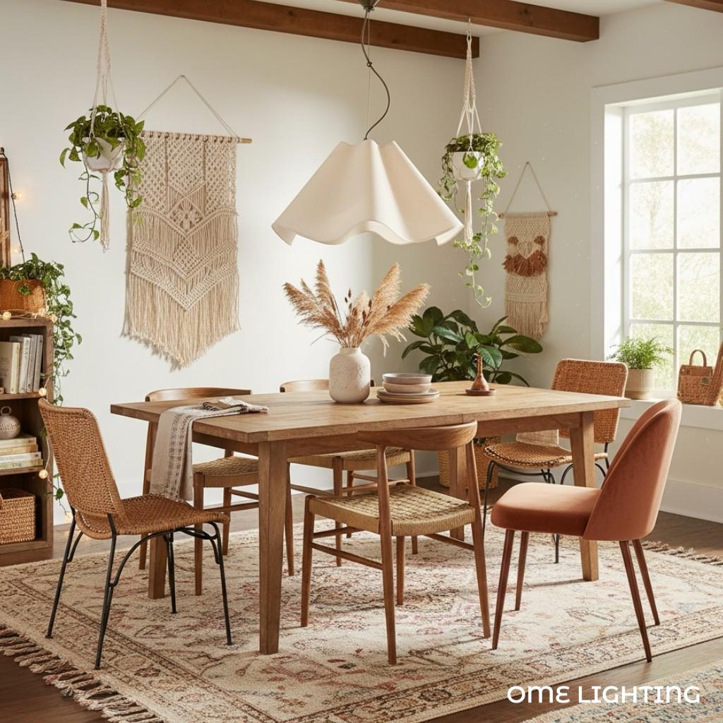 Freyza | Curve Modern Linen Pendant Light