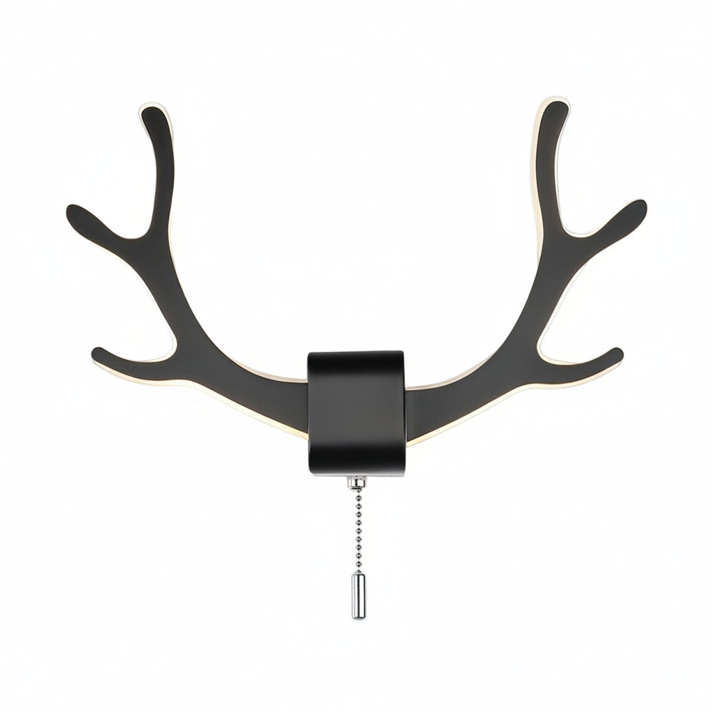 Freyza - LED Wall Sconce Light – Modern Antler Iron Pull Switch (30x20cm / 12x8in)
