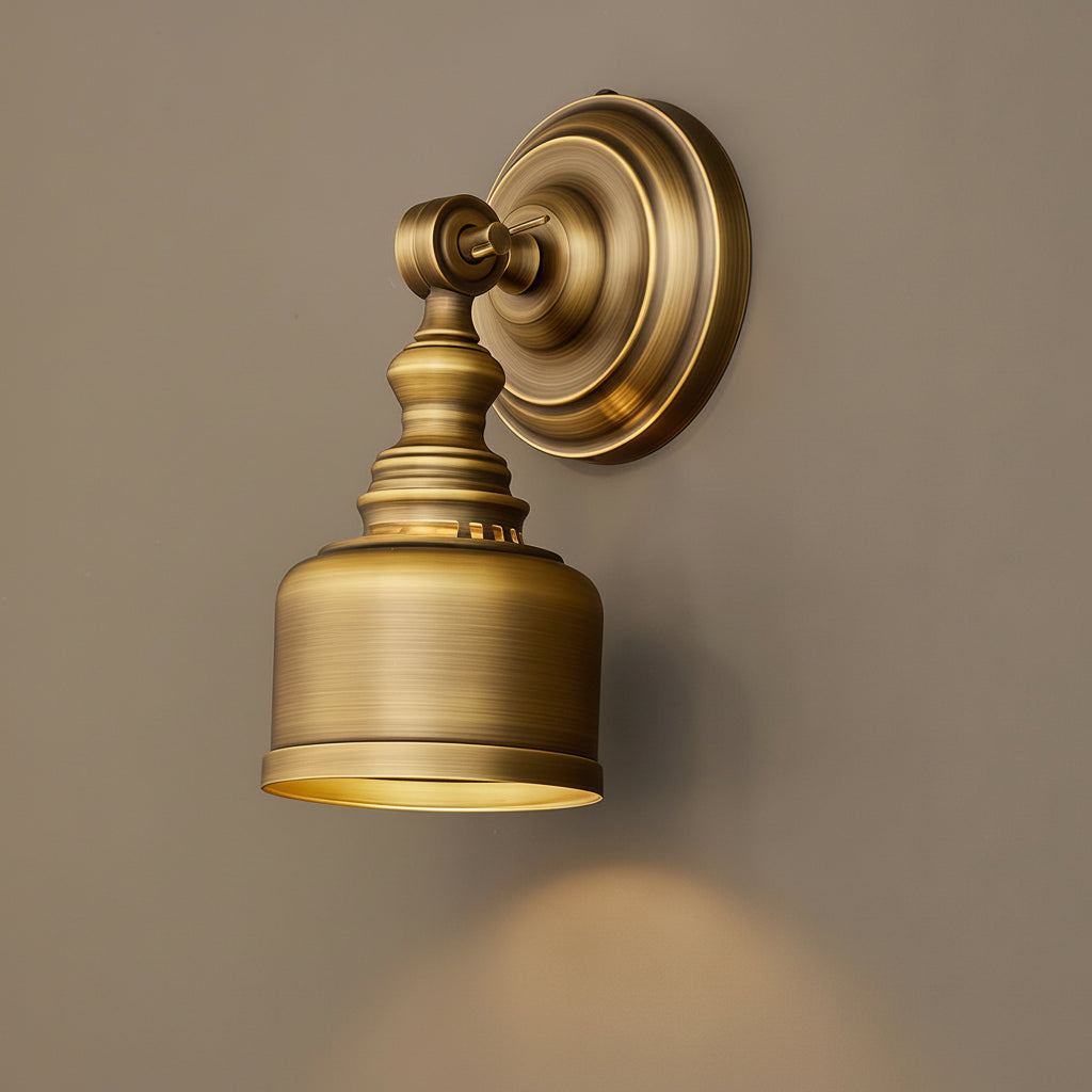Freyza - LED Wall Sconce – American Retro Solid Brass Glass E14 (15x28cm)