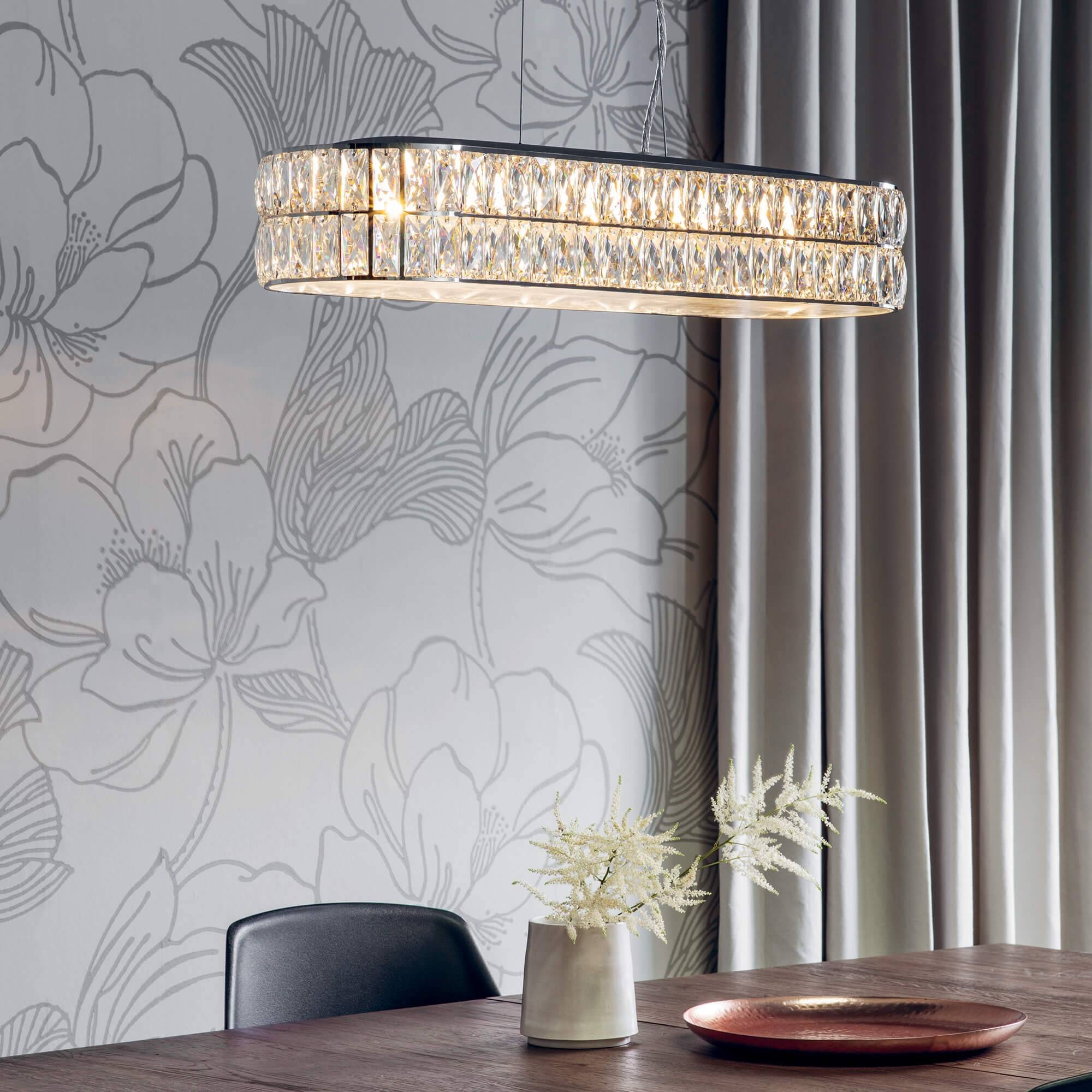 Luminara | Elegant Polished Chrome Crystal LED Pendant Light 1