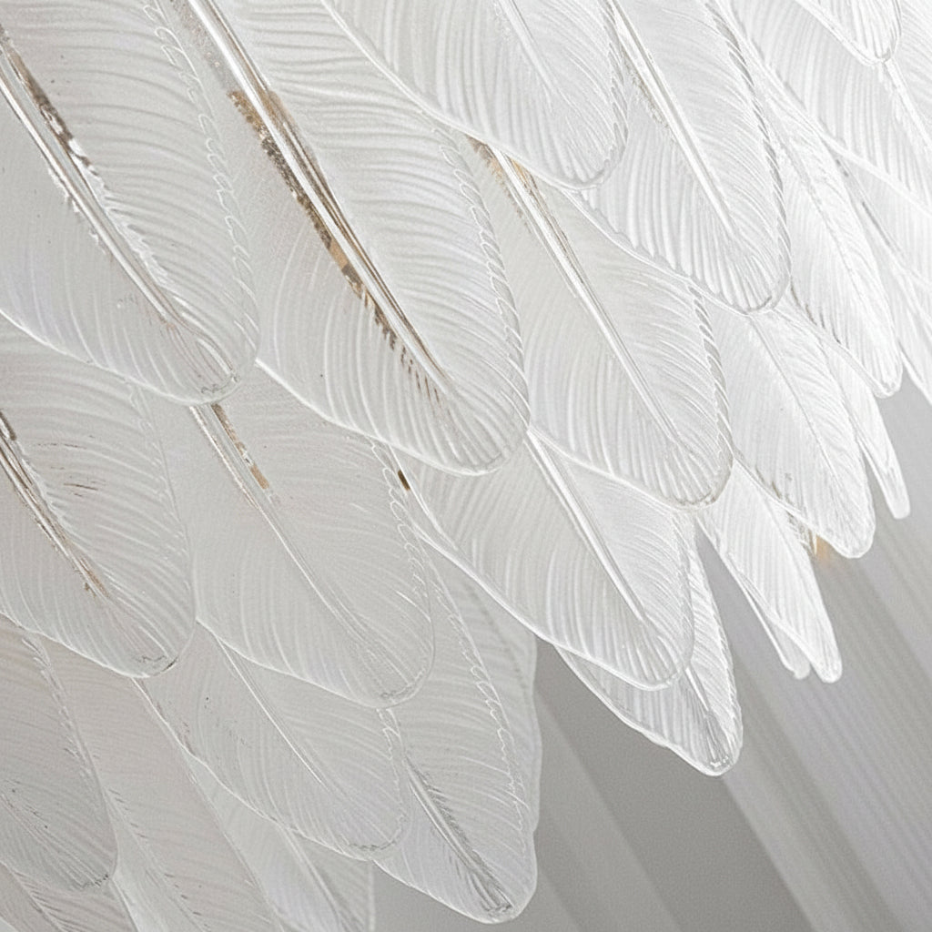 Freyza - Glass Wall Sconce – French Leaf Feather Pearl Gold (E14 Dimming & 31x34cm)