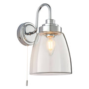 Freyza – IP44 Bathroom Wall Light | 27 cm Polished Chrome Sconce with Clear Glass Shade and E14 Bulb Fitting