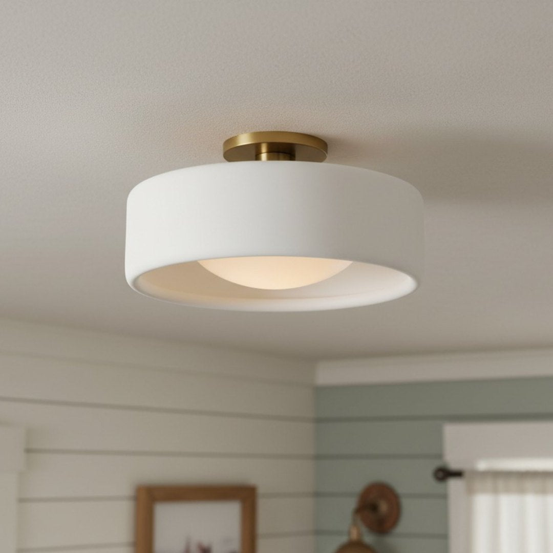 Freyza | Kiln Porcelain Drum Ceiling Light