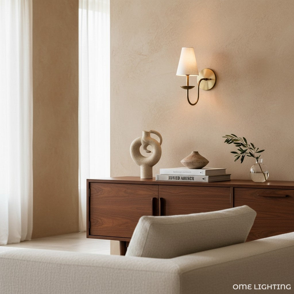 Freyza | Weiße Wandleuchte aus Leinen – Wohnzimmer, Flur