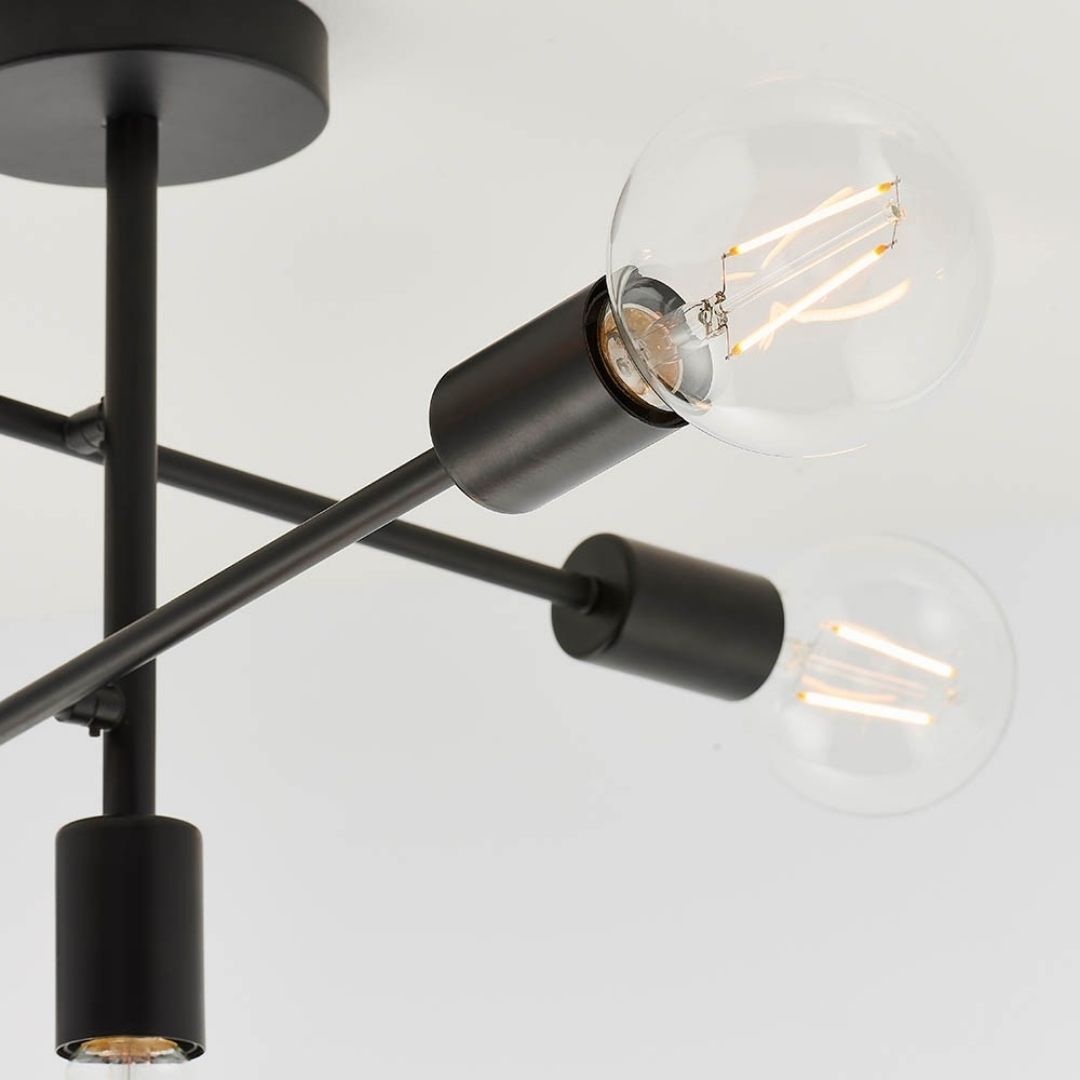 Freyza - Studio 5 Light Semi Flush Black Ceiling Light