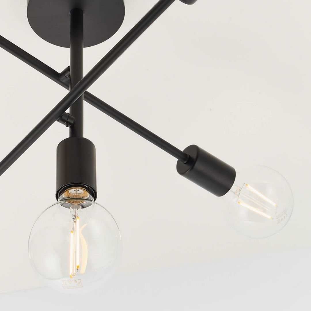 Freyza - Studio 5 Light Semi Flush Black Ceiling Light