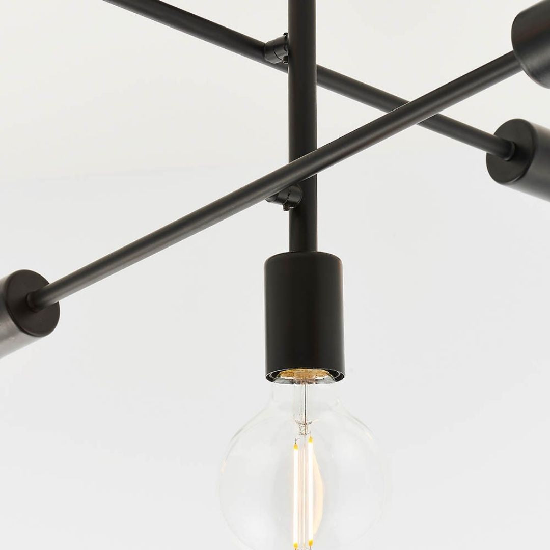 Freyza - Studio 5 Light Semi Flush Black Ceiling Light