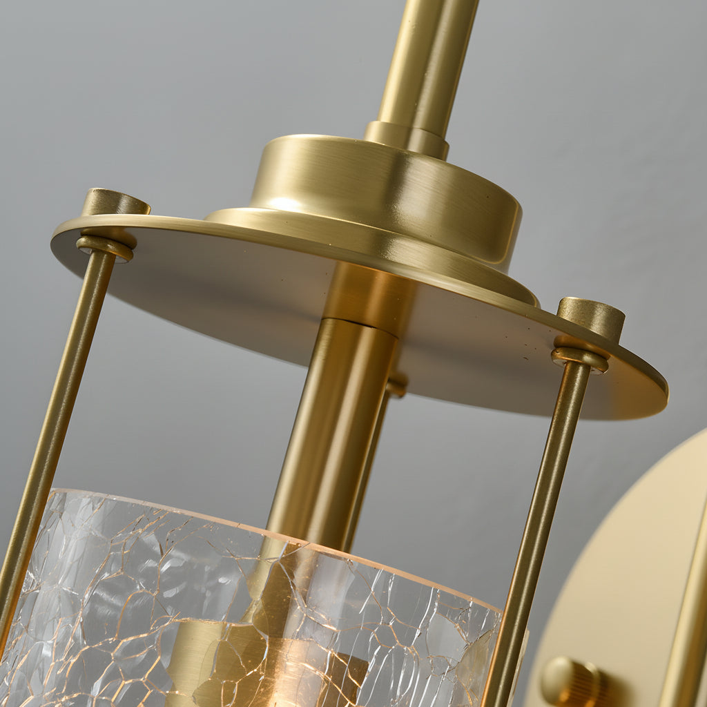Freyza - LED Wall Sconce Light – Modern Copper Ice-Cracked Glass Tube (39x10cm / 15.4x3.9in)