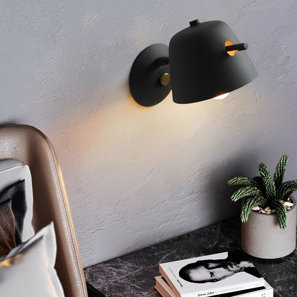 Freyza - Metal Wall Sconce – Nordic Hat Style Matte Iron E27 (15x28cm)