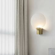 Freyza - LED Wall Sconce Light – Round Minimalist Glass Gold Metal (25cm / 9.8in)