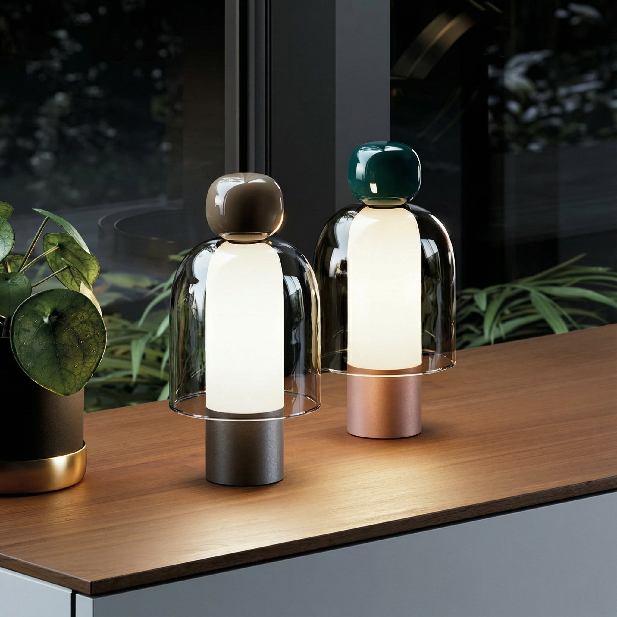 Freyza - LED Table Lamp Nordic Glass Portable Dimmable Cordless 34cm / 13.4in