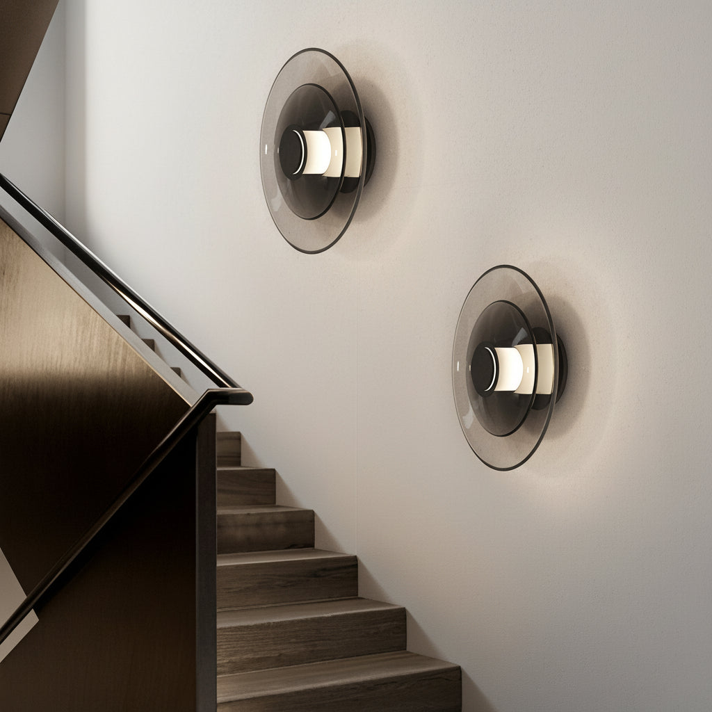 Freyza - LED Wall Sconce Light – Modern Round Nordic Double-Layered Glass (23x13cm / 9x5in)
