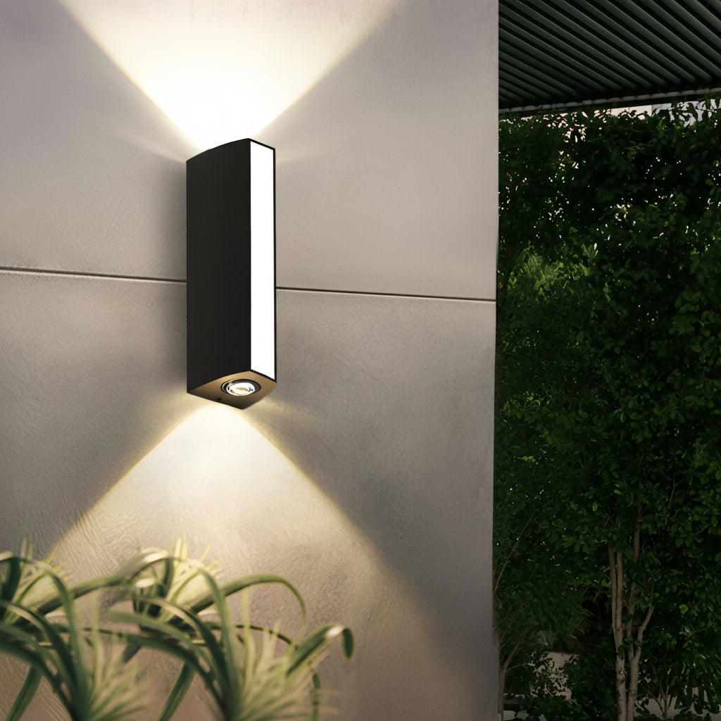 Freyza - Außen-LED-Wandleuchte Auf/Ab wasserdichtes Aluminium Schwarz IP65 15-35cm / 6-14in rechteckiger Garten