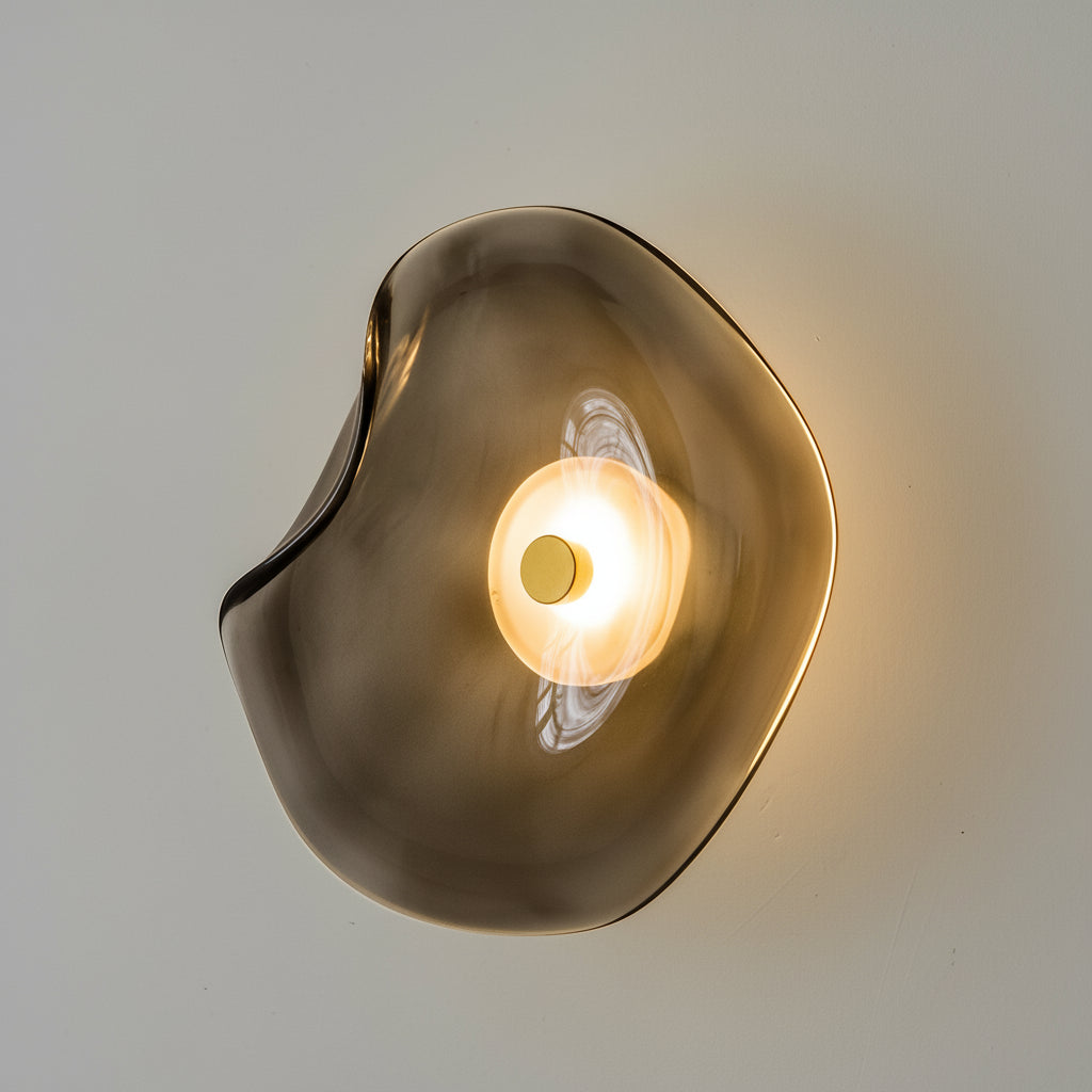Freyza - Glass Wall Sconce – Irregular Round Brown Smoke Gray Purple LED (25cm)