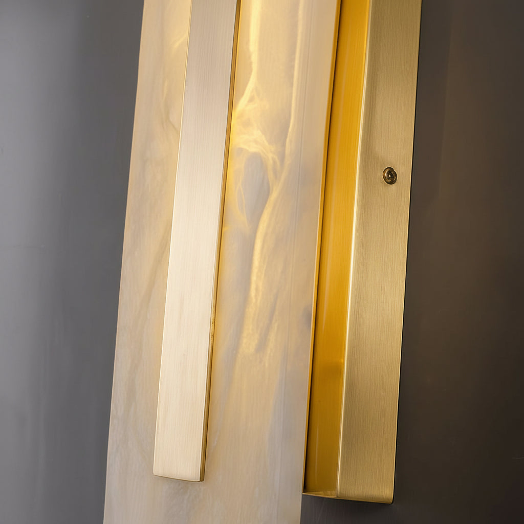 Freyza - LED Wall Sconce Light – Round Square Cloud Stone Brass Gold (30-50cm / 11.8-19.7in)