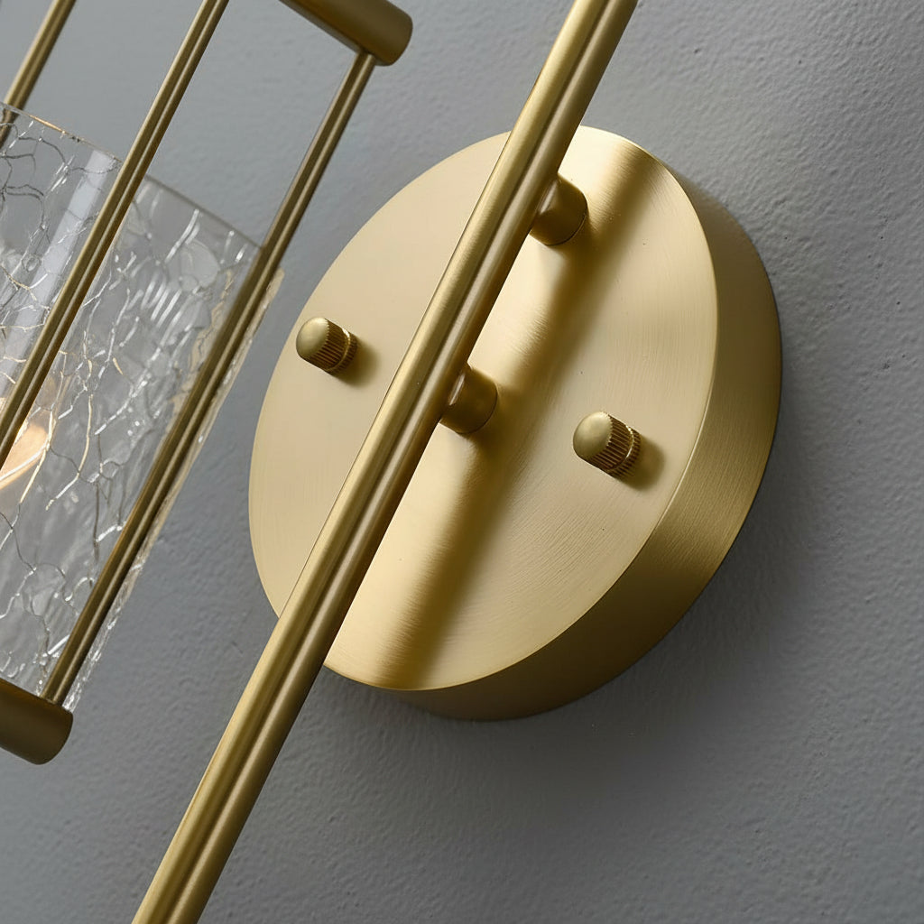 Freyza - LED Wall Sconce Light – Modern Copper Ice-Cracked Glass Tube (39x10cm / 15.4x3.9in)