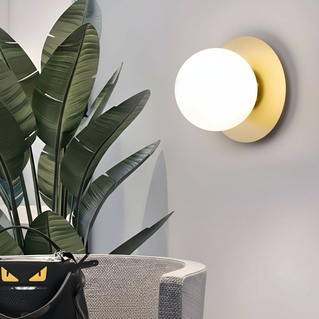 Freyza - LED Wall Sconce – Round Glass Ball Globe 12W Gold (15cm / 6in)