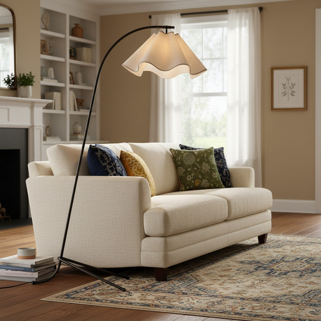 Freyza | Curve Modern Fabric Floor Lamp