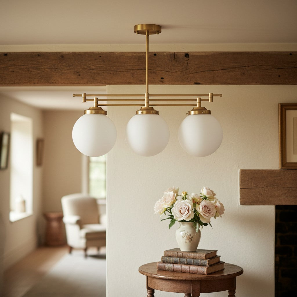 Freyza | Brass Globe Pendant Light – Kitchen Island
