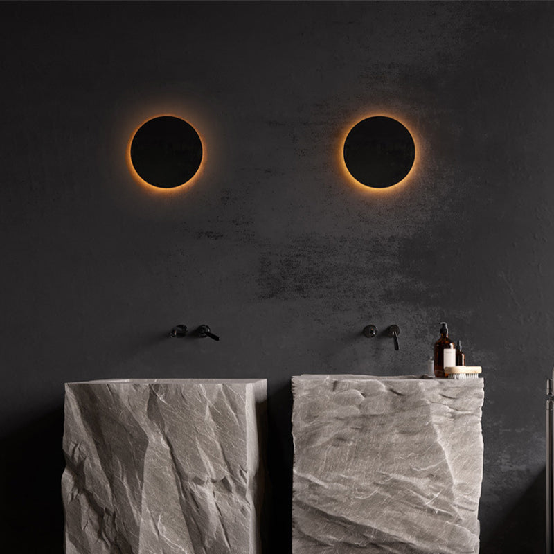 Freyza | Klyne applique murale extérieure ronde minimaliste noire et blanche – jardin, porche, extérieur
