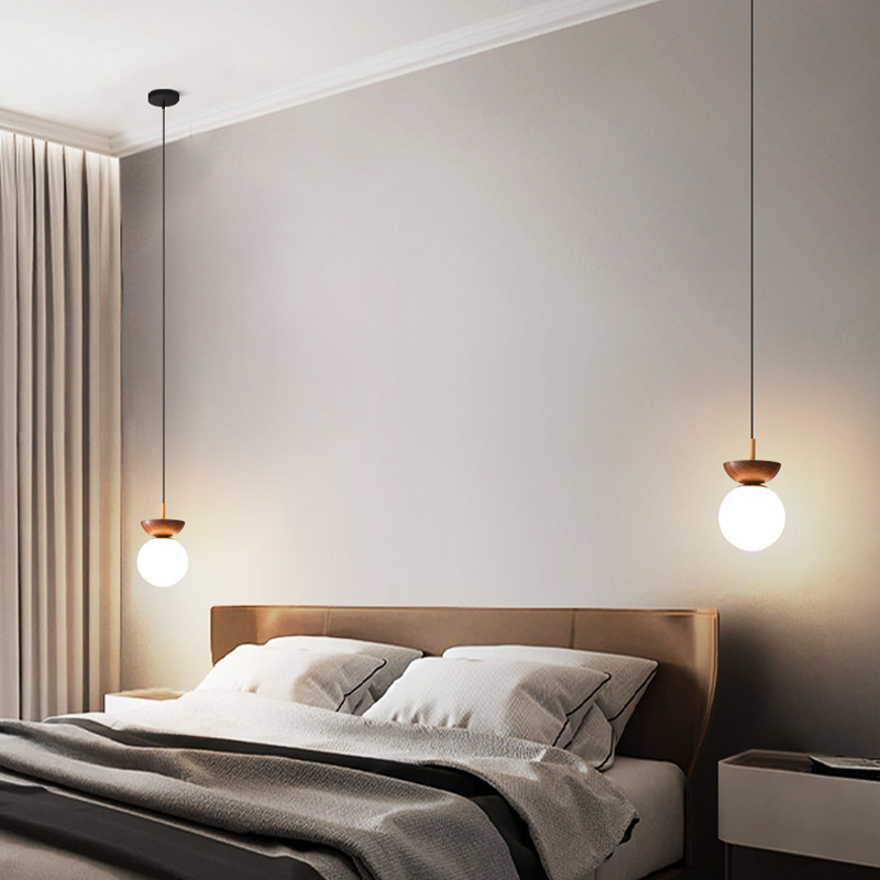 Freyza | Plafonnier affleurant en verre et bois – chambre, couloir, cuisine de style nordique