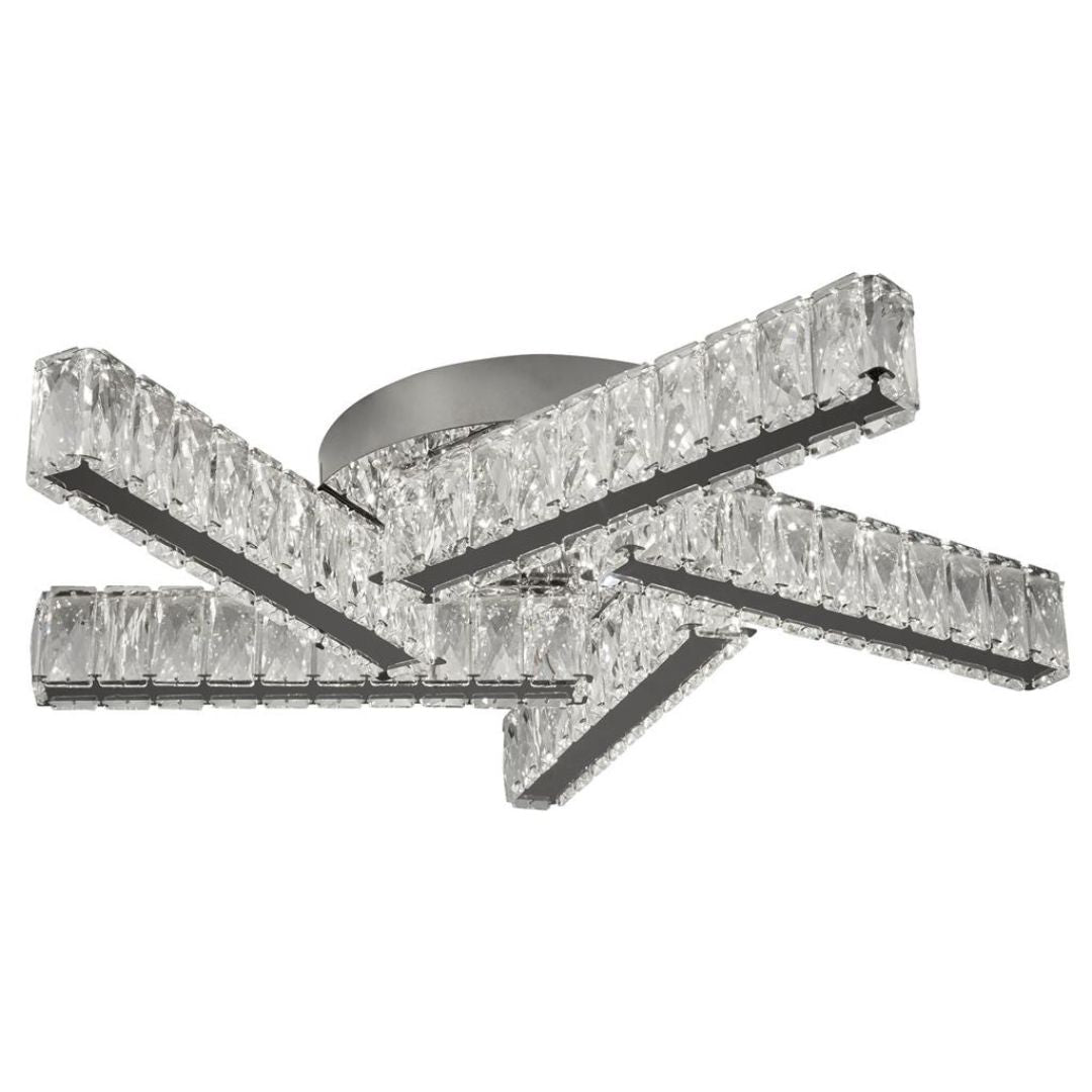 Freyza - LED Flush Ceiling Light | 5-Light Polished Chrome with Crystal Detailing | Contemporary Cool White Centrepiece for Modern Living Spaces