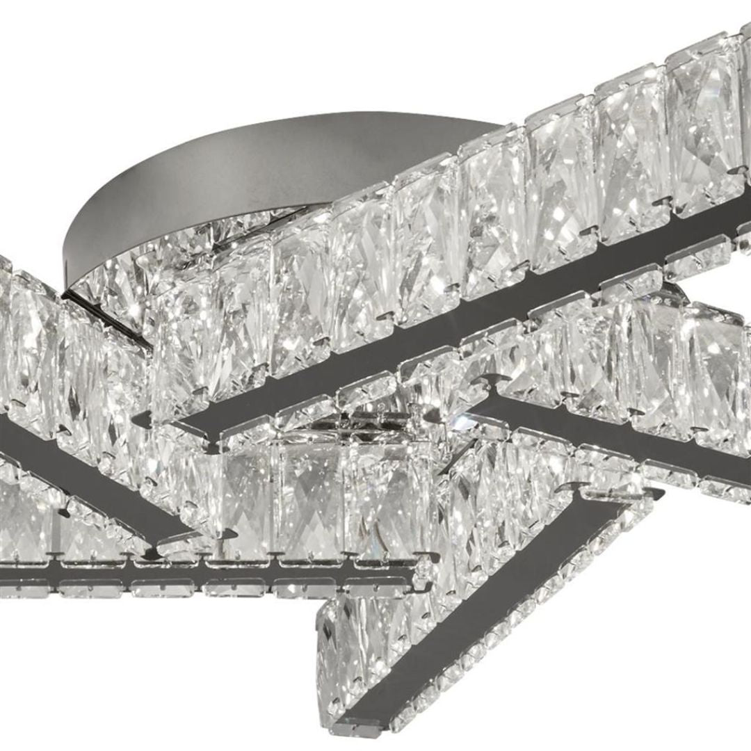 Freyza - LED Flush Ceiling Light | 5-Light Polished Chrome with Crystal Detailing | Contemporary Cool White Centrepiece for Modern Living Spaces