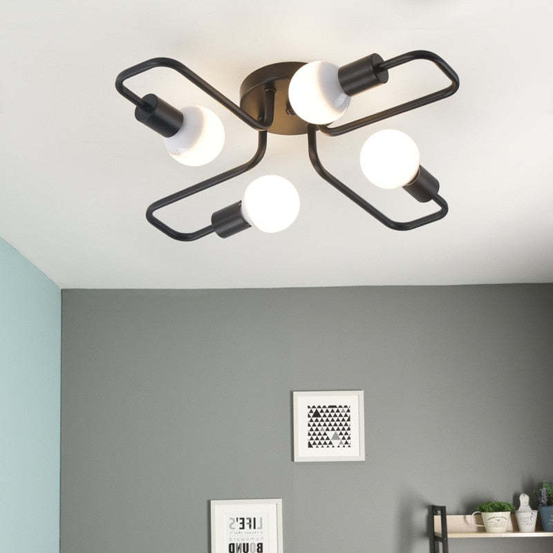 Freyza | Arisha – Plafonnier noir vintage moderne à montage affleurant pour chambre, couloir ou cuisine