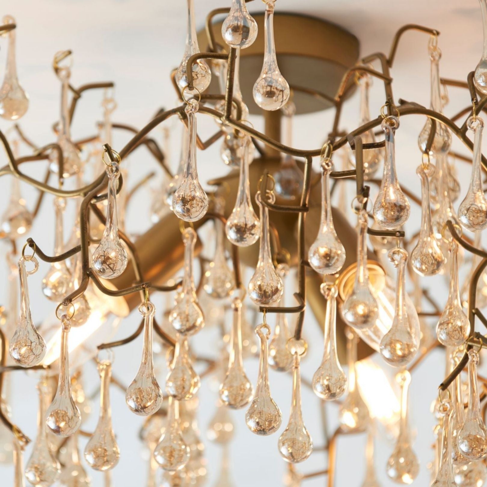 Freyza – 3-Light Gold & Glass Semi-Flush Ceiling Light | Metal Indoor Lighting Fixture with Clear Glass Shades
