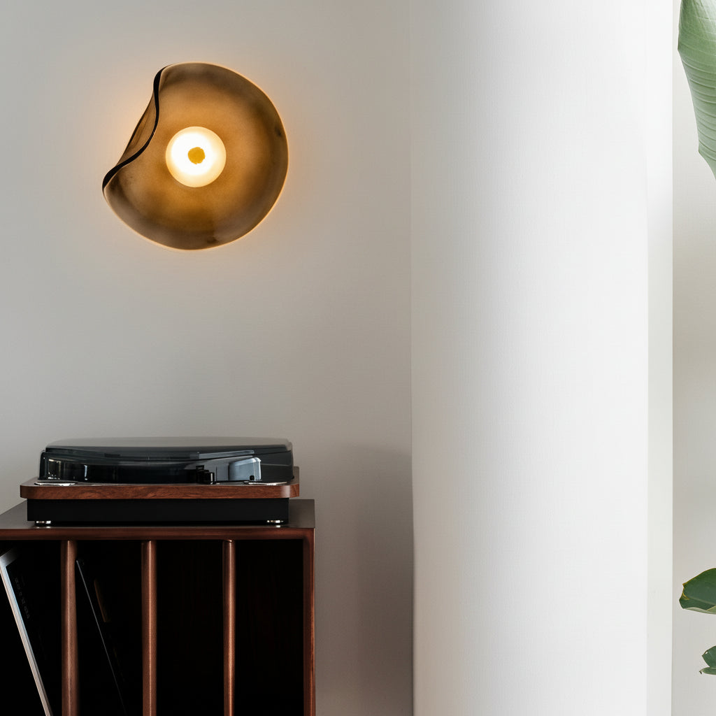 Freyza - Glass Wall Sconce – Irregular Round Brown Smoke Gray Purple LED (25cm)