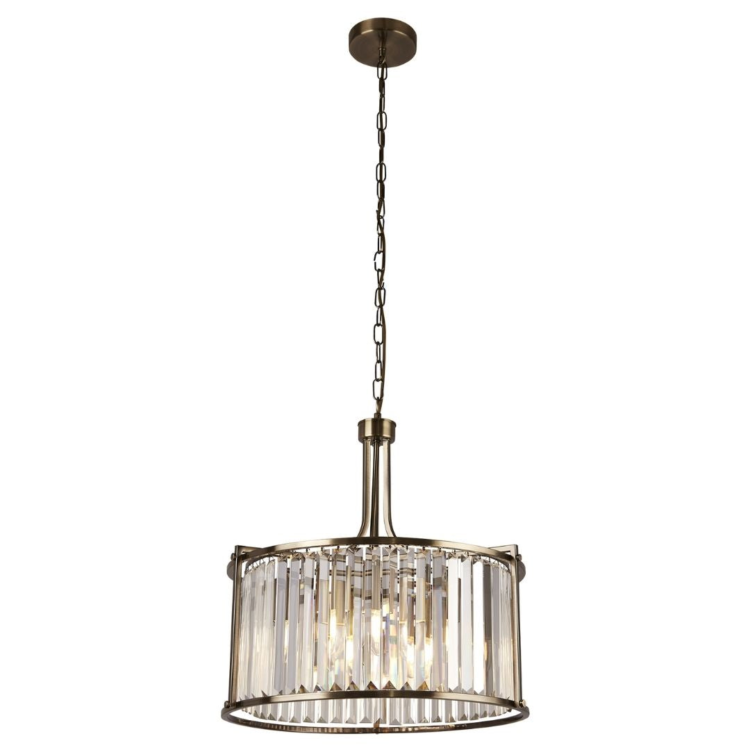 VictoriaLight | Elegant Antique Brass Crystal Pendant Ceiling Fixture 2