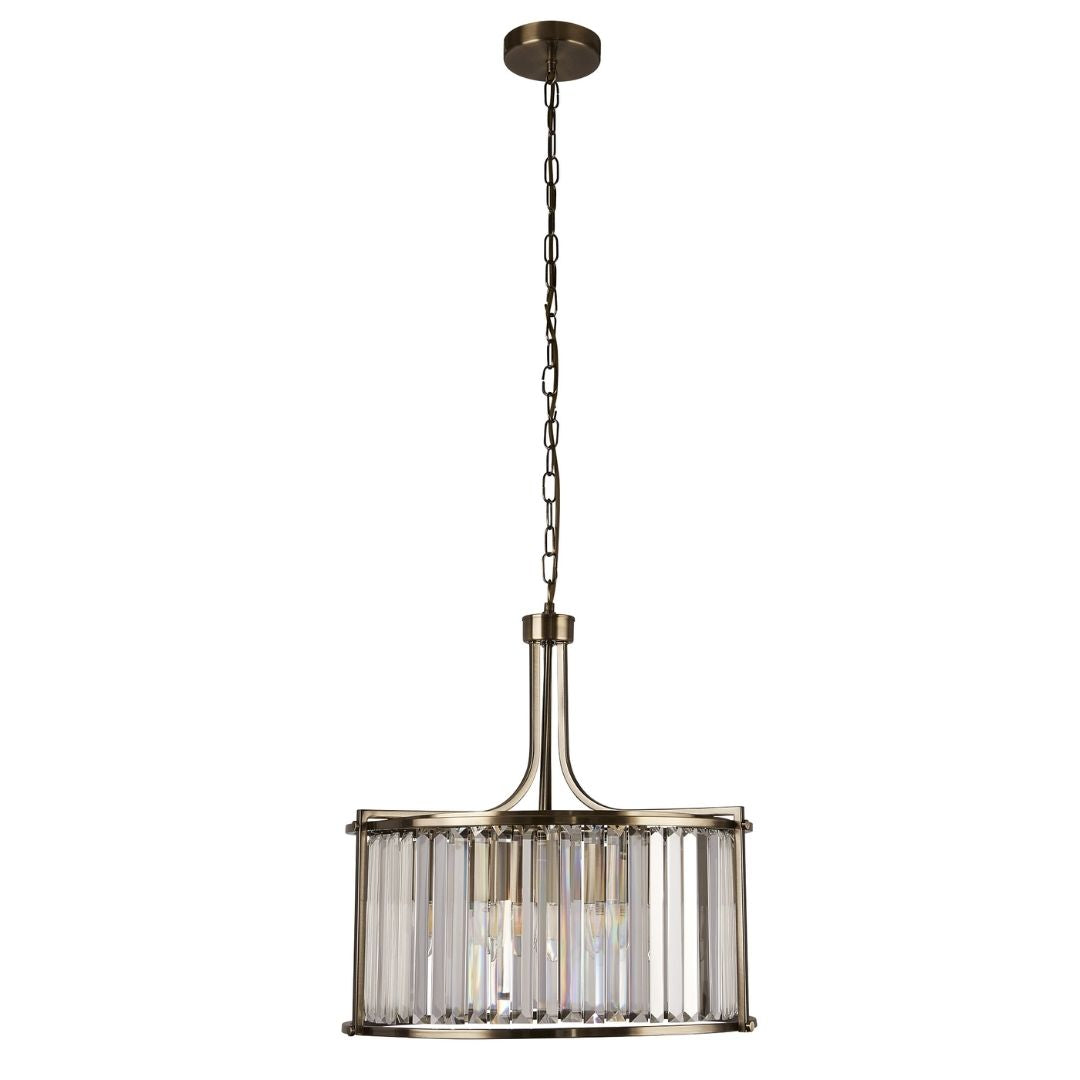 VictoriaLight | Elegant Antique Brass Crystal Pendant Ceiling Fixture 3
