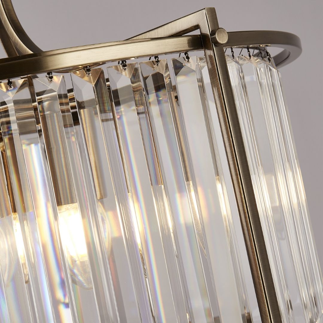 VictoriaLight | Elegant Antique Brass Crystal Pendant Ceiling Fixture 4