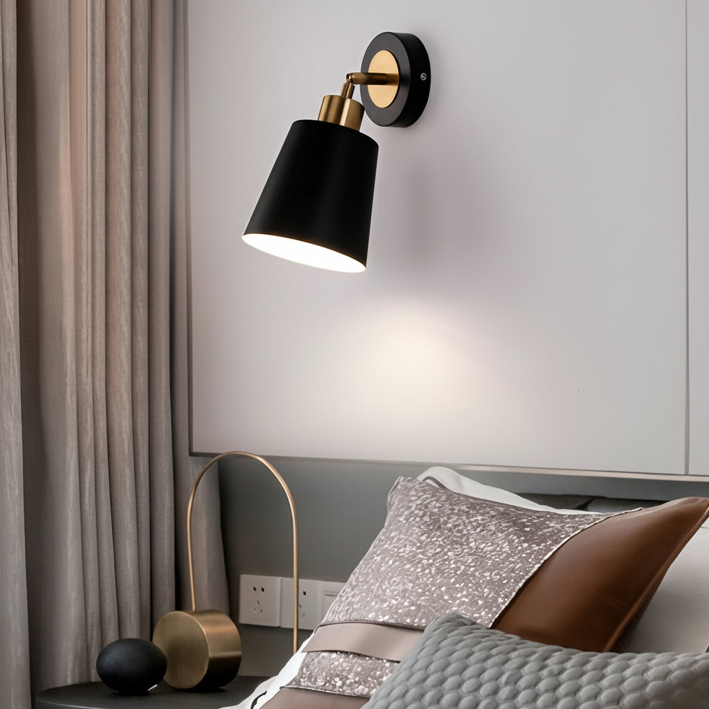 Freyza - LED Wall Sconce – 3-Step Dimming Nordic Adjustable Black Iron (13x18cm)
