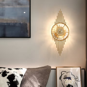 Freyza - LED Wandleuchte – Art Deco Sonnenstrahl Kristall Messing (65x25cm / 25.6x10in)