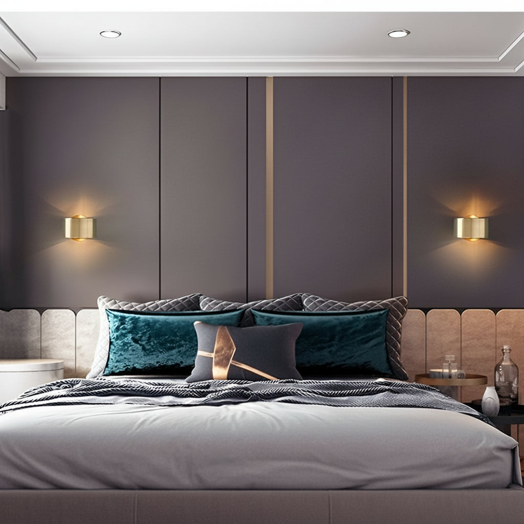 Freyza - Nordic Wall Sconce Circular Up Down Iron Gold E27 15cm / 6in Minimalist Bedside Light