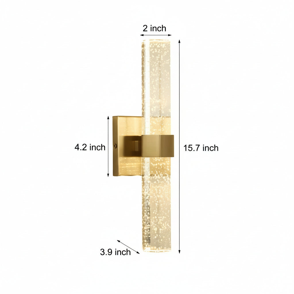 Freyza - Crystal Wall Sconce Bubble Cylinder Gold LED 40cm / 16in Up Down Hallway Light