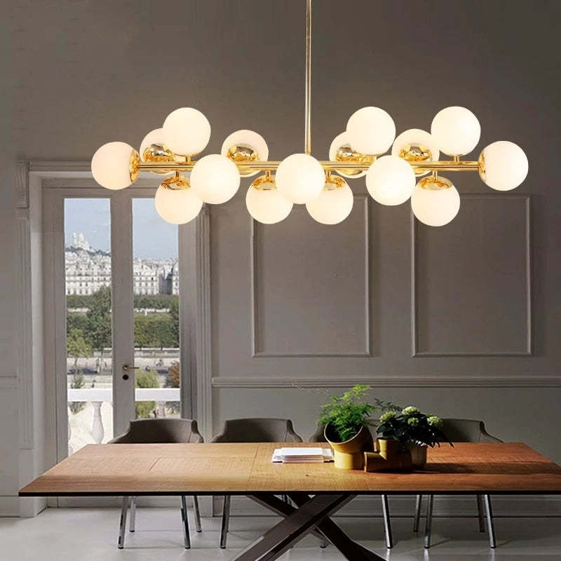 Freyza | Lustre en verre doré – Salle à manger, salon