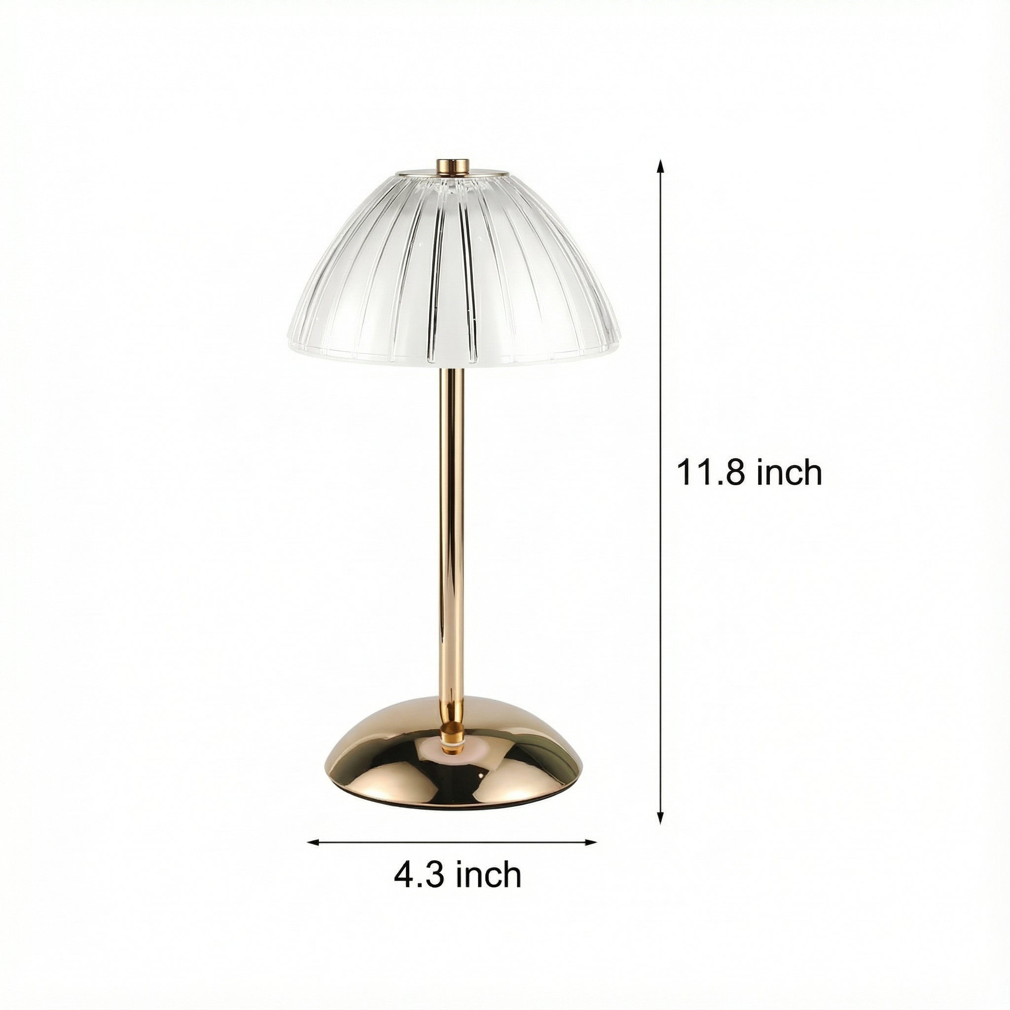 Freyza - Cordless LED Table Lamp – Brushed Brass Metal, Battery Operated Dimmable Bedside Light 30cm