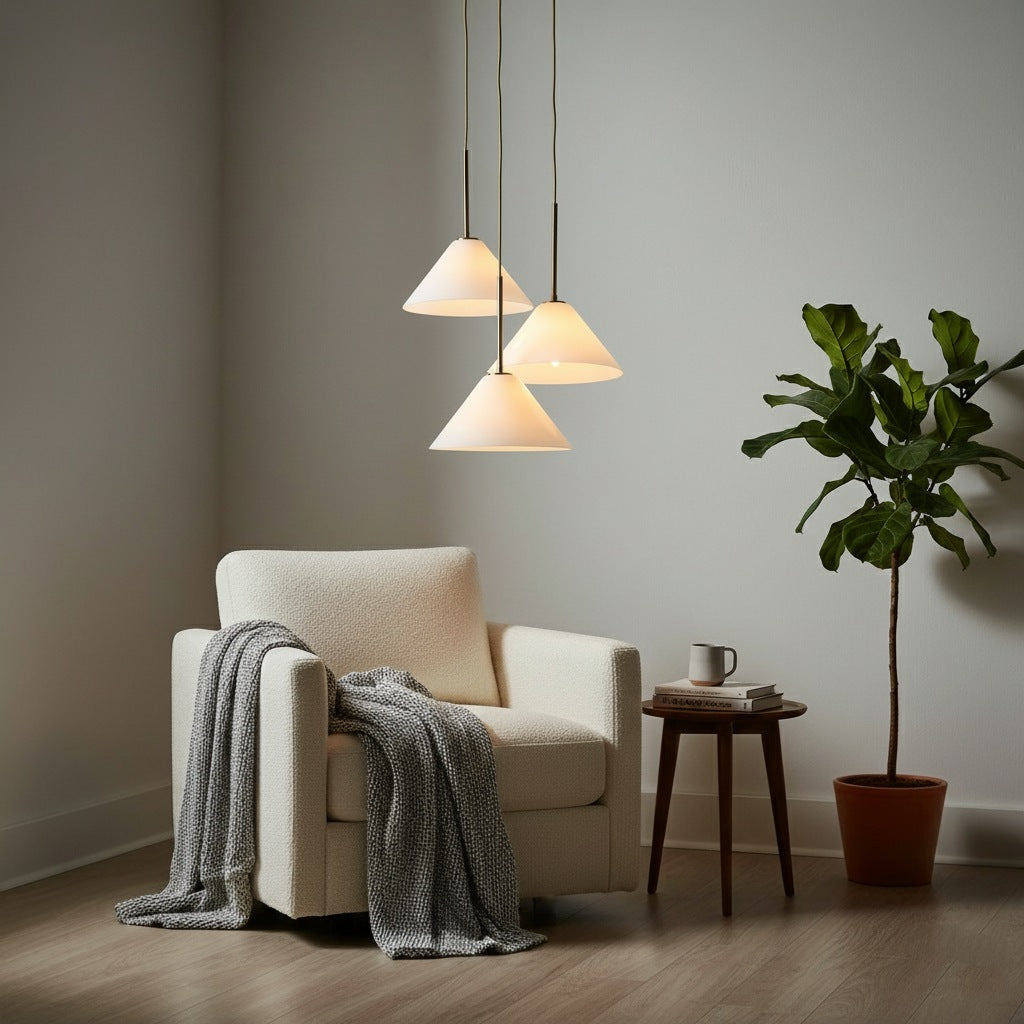 Freyza | Cone 3-Light Brass Chandelier