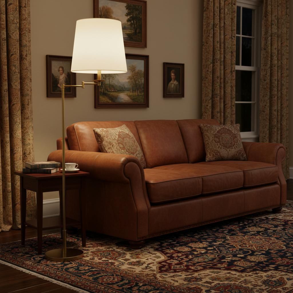 Freyza | Lodge Brass Linen Floor Lamp