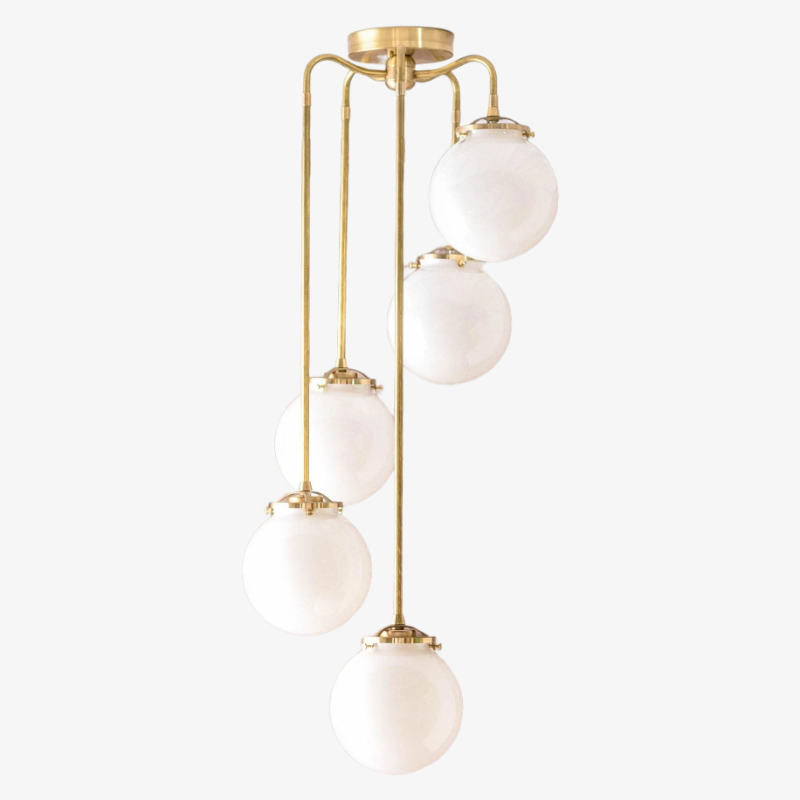 Freyza | Brass Glass Chandelier – Dining Room Living Room