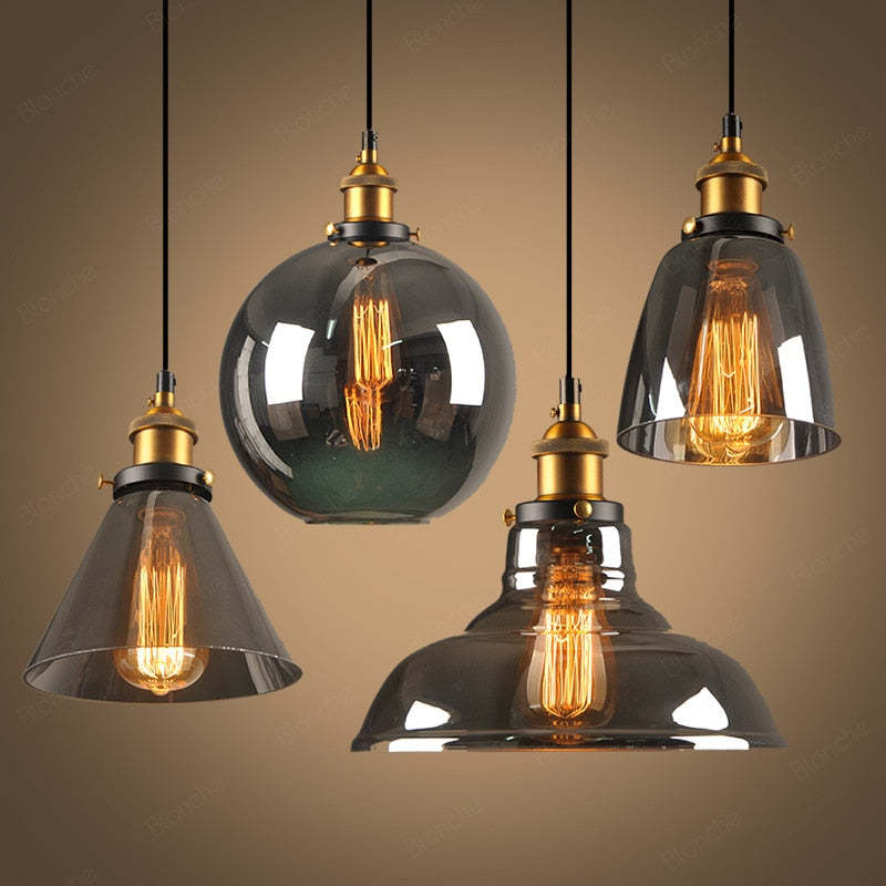 Freyza | June Industrial Glass Glass Pendant Light – Industrial Kitchen Dining Room
