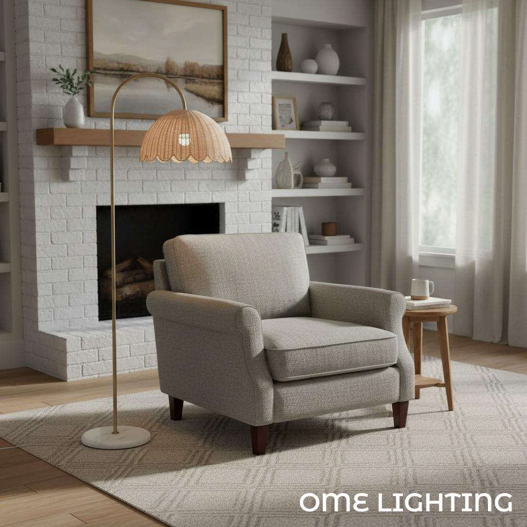 Freyza | Rattan Wood Floor Lamp – Living Room Bedroom