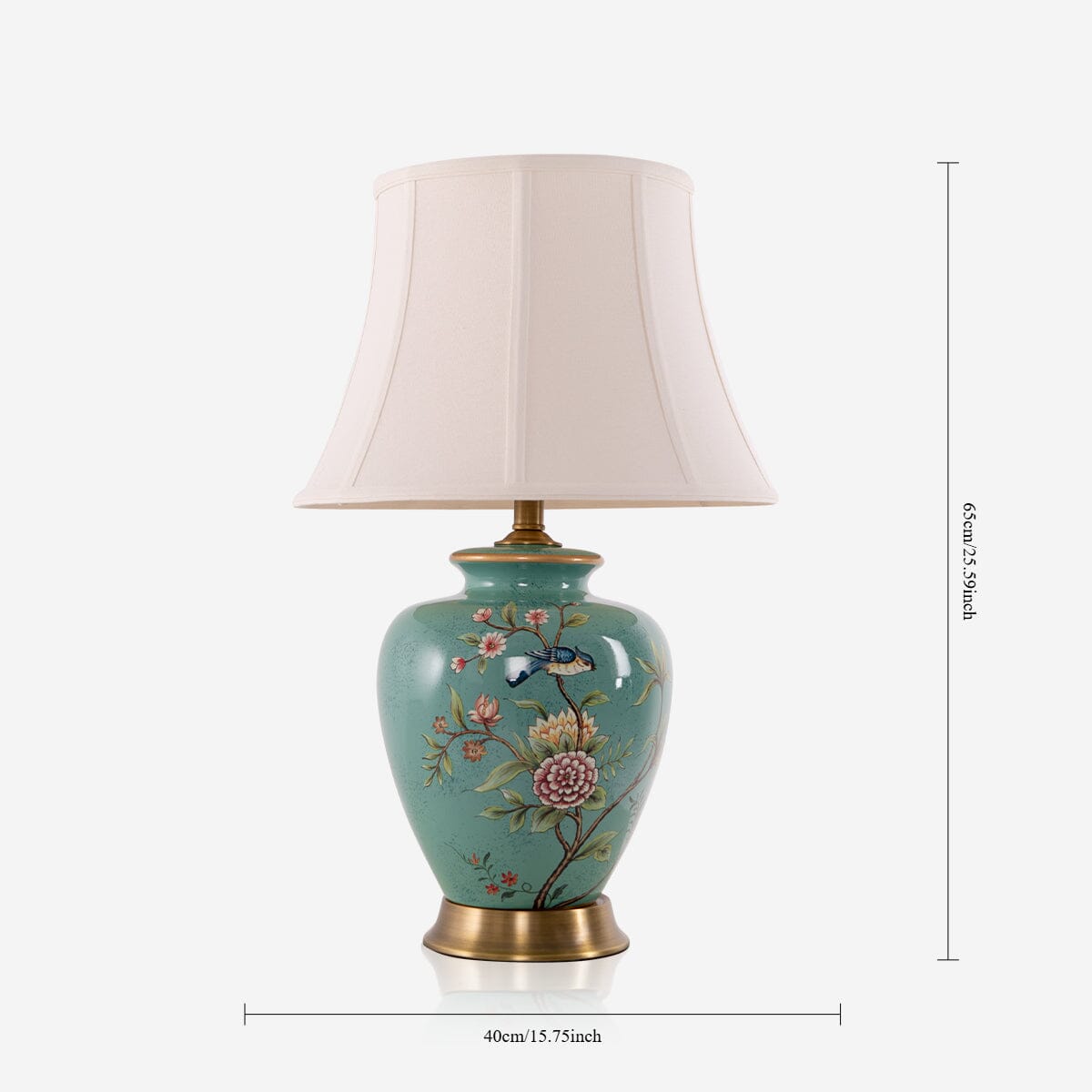 Ceramica | Elegant Hand-Painted Vintage Bird-Pattern Table Lamp 18